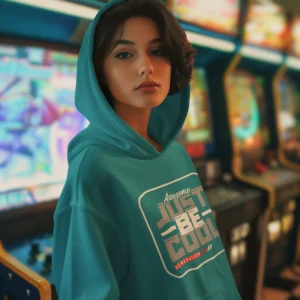 Mujer con hoddie estampado