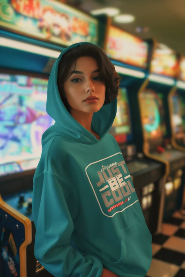 Mujer con hoddie estampado